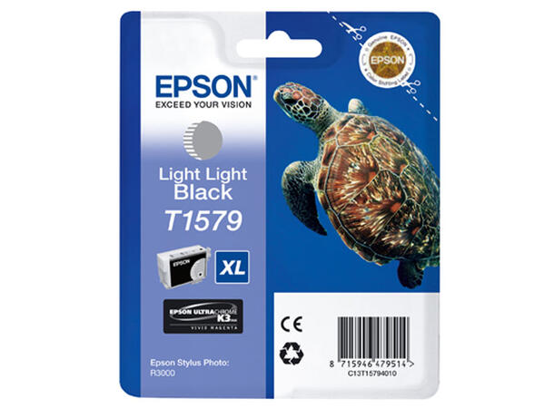 Epson T1579 Light Light Black Lyst lyst svart blekk for Epson R3000